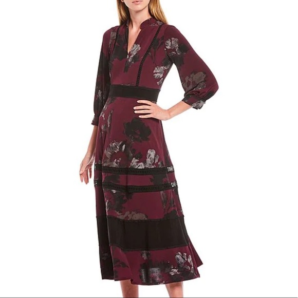 Taylor midi burgundy dress - Picture 2 of 5